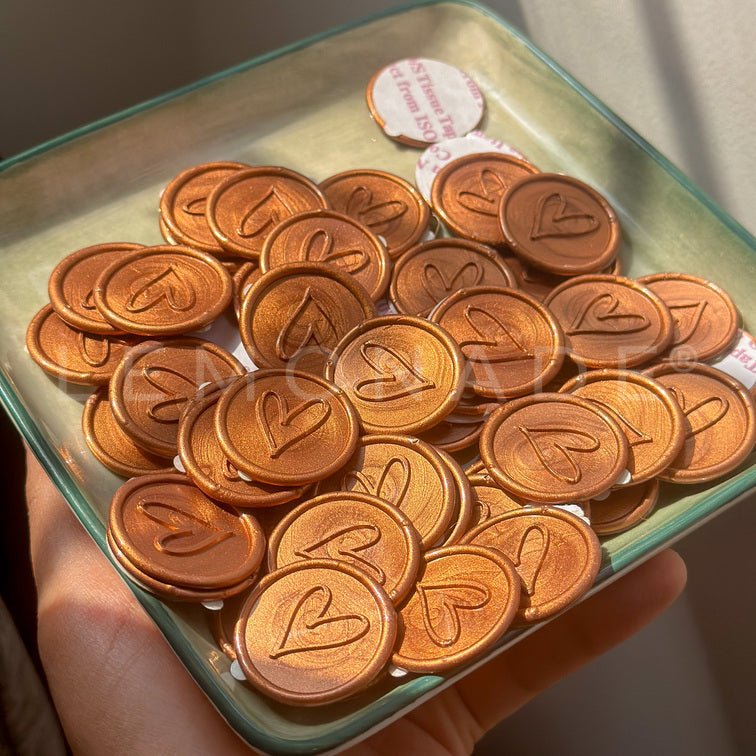 Pre Design - Self Adhesive | Peel - n - Stick Wax Buttons - Heart - Bronze - LemonadeCustom Stamps