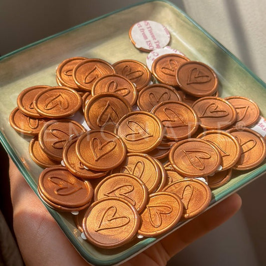 Pre Design - Self Adhesive | Peel - n - Stick Wax Buttons - Heart - Bronze - LemonadeCustom Stamps