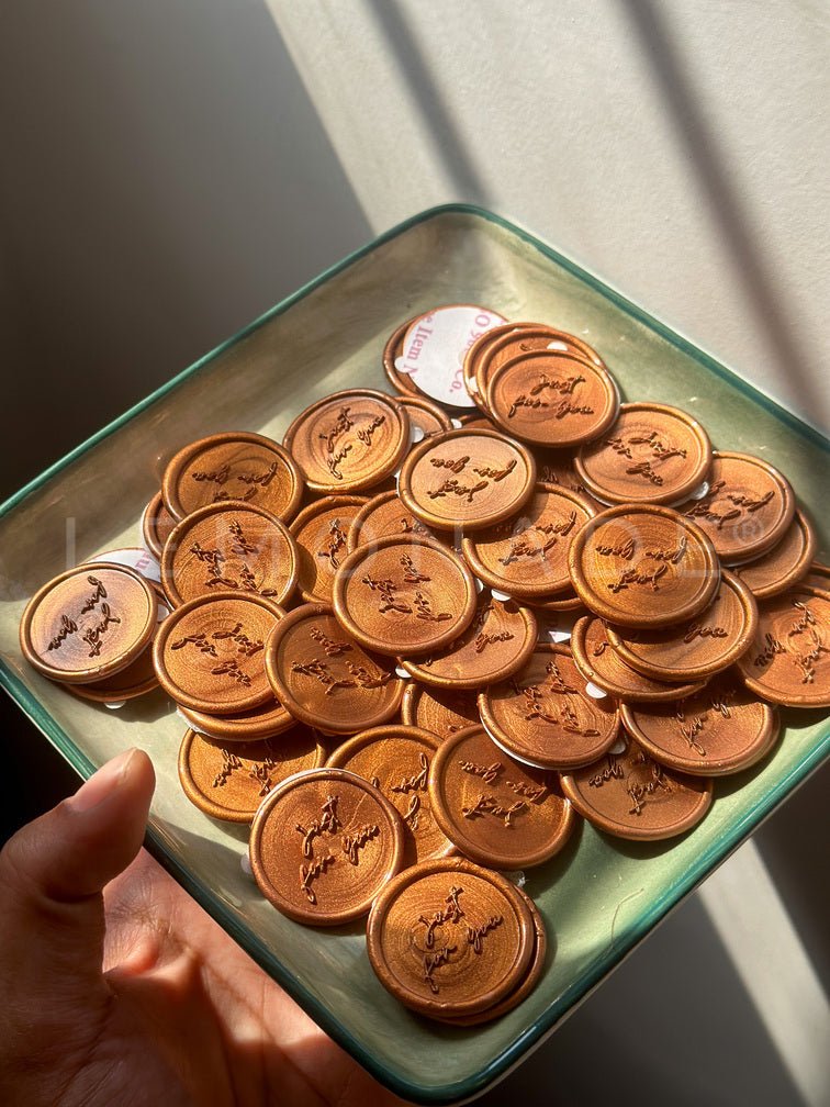 Pre Design - Self Adhesive | Peel - n - Stick Wax Buttons - Just For you - Bronze - LemonadeCustom Stamps