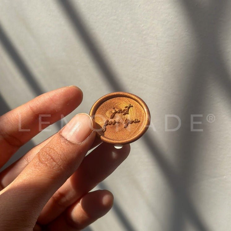 Pre Design - Self Adhesive | Peel - n - Stick Wax Buttons - Just For you - Bronze - LemonadeCustom Stamps