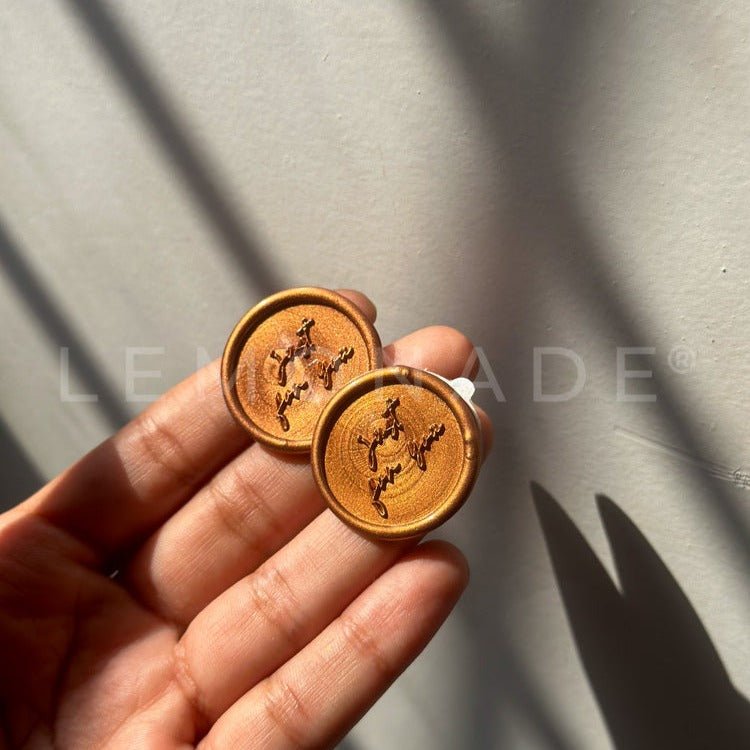 Pre Design - Self Adhesive | Peel - n - Stick Wax Buttons - Just For you - Bronze - LemonadeCustom Stamps