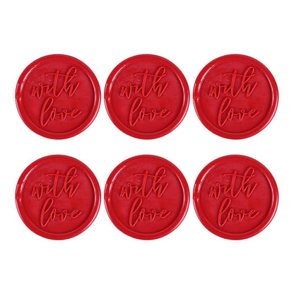 Pre Design - Self Adhesive | Peel - n - Stick Wax Buttons - With Love - Red - LemonadeCustom Stamps