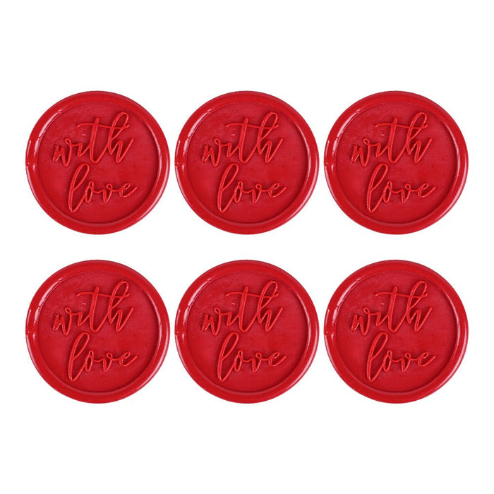 Pre Design - Self Adhesive | Peel - n - Stick Wax Buttons - With Love - Red - LemonadeCustom Stamps