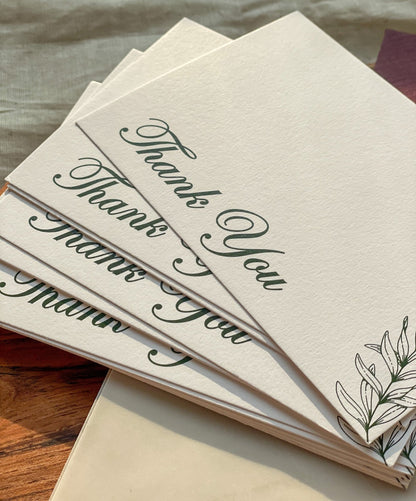 Pre Design - Textured Notecards - Thank you - Pine - LemonadeStationery