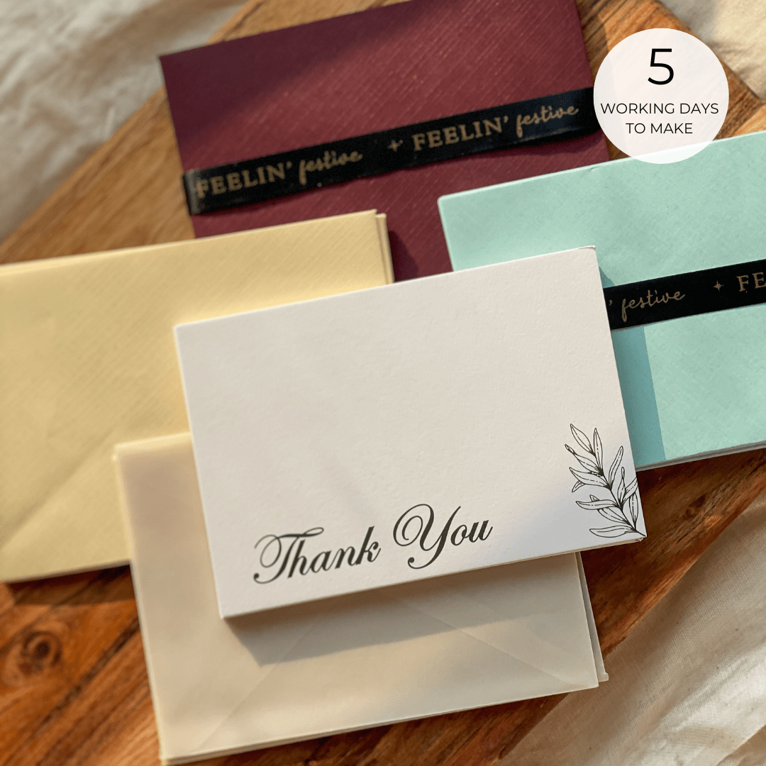 Pre Design - Textured Notecards - Thank you - Pine - LemonadeStationery