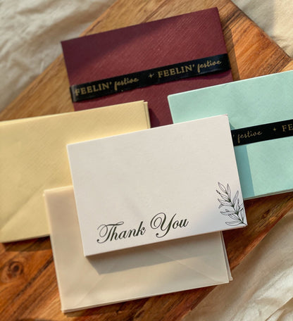 Pre Design - Textured Notecards - Thank you - Pine - LemonadeStationery