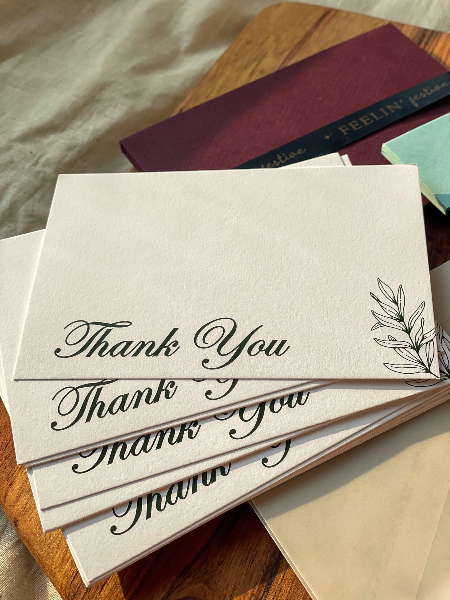 Pre Design - Textured Notecards - Thank you - Pine - LemonadeStationery