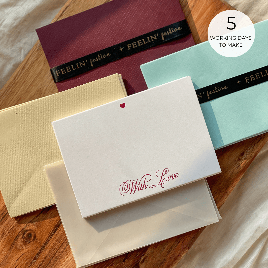 Pre Design - Textured Notecards - With Love - Marsala - LemonadeStationery