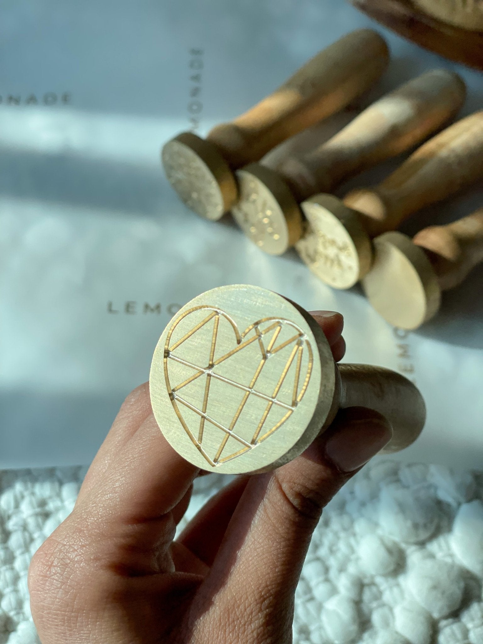 Pre Design - Wax Seal Stamp - Geometric Heart - LemonadeCustom Stamps