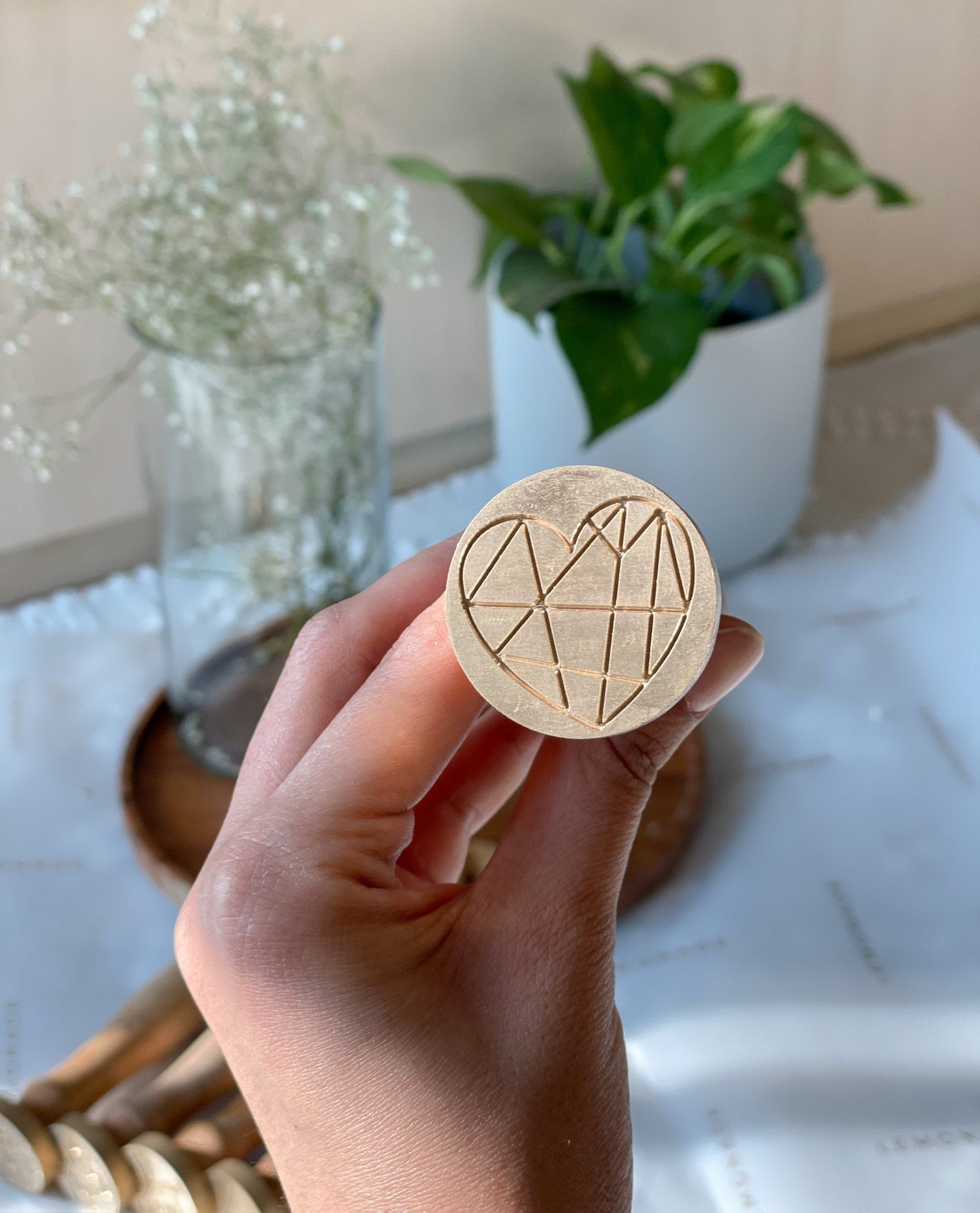 Pre Design - Wax Seal Stamp - Geometric Heart - LemonadeCustom Stamps