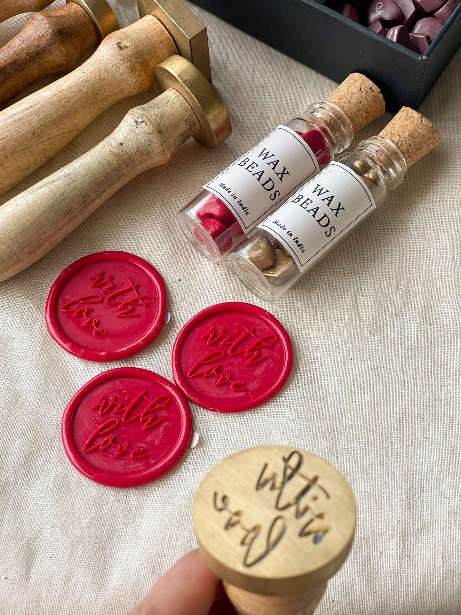 Pre Design - Wax Seal Stamp - With Love - Cursive - LemonadeCustom Stamps
