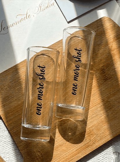 Pre Designed Shot Glass Set of 2 | One More Shot - Lemonade