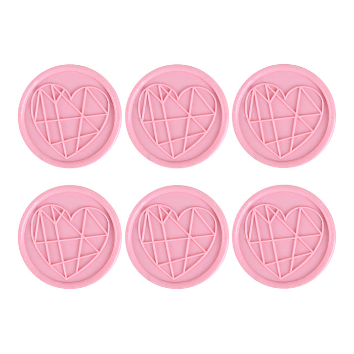 Custom-Made Self Adhesive Wax Buttons - Geometric Heart - Pink
