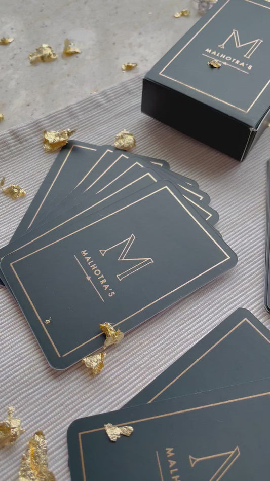 Personalized - Gold Printed Playing Cards - Matte Finish - Monogram - Black