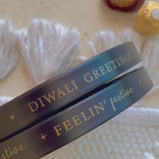 Pre-designed festive ribbon with printed designs for gift wrapping, party dEcor, and seasonal celebrations – Lemonade Stationery.