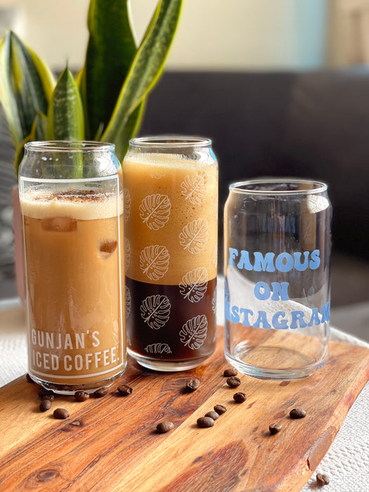 Personalized Can Glass + Holographic Straw - Grande - Blue