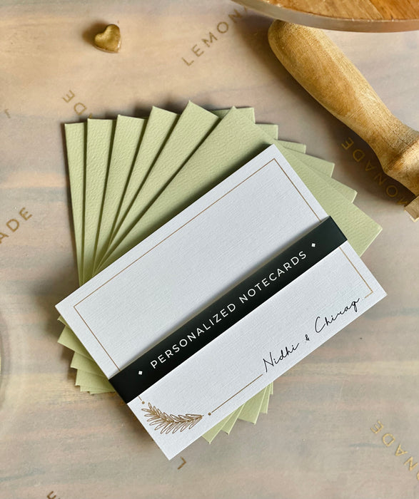 Personalized - Gold Printed Notecards - Feather