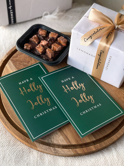 Personalized - Gold Printed Greeting Cards - Holly Jolly - Prepaid Orders Only