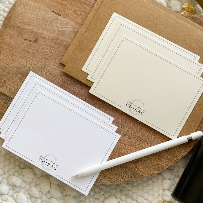 Personalized - Textured Notecards - From The Desk Of - Matte Finish