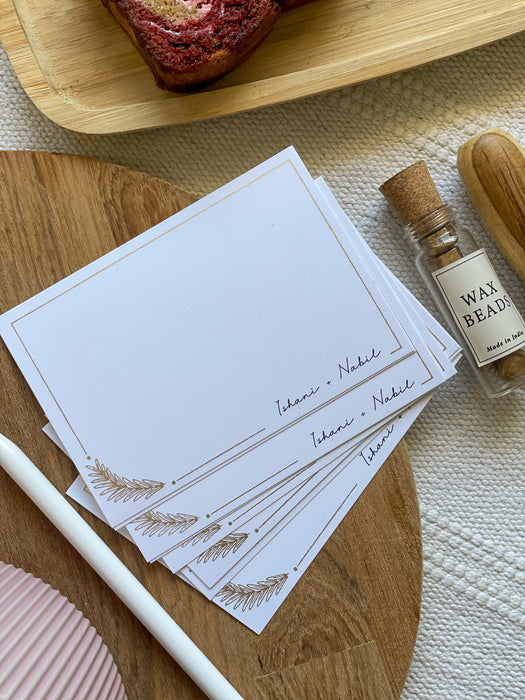 Personalized - Gold Printed Notecards - Feather