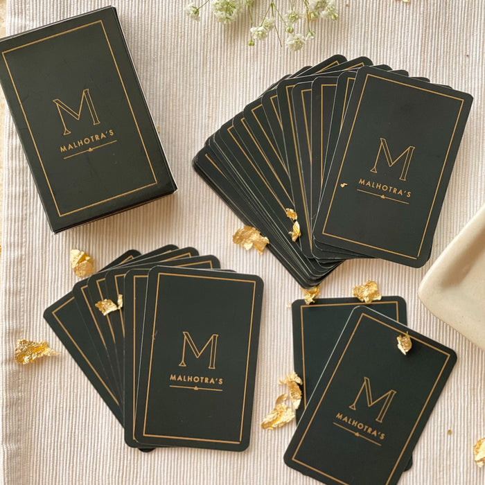 Personalized - Gold Printed Playing Cards - Matte Finish - Monogram - Black