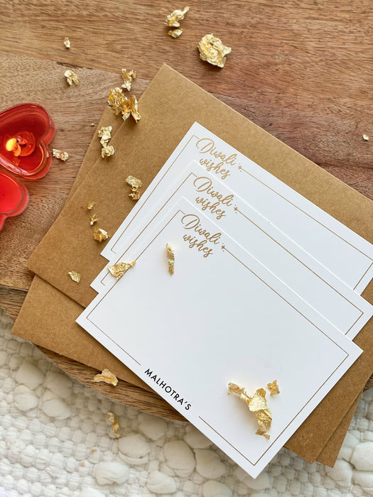 Personalized - Gold Printed Notecards - Diwali Wishes