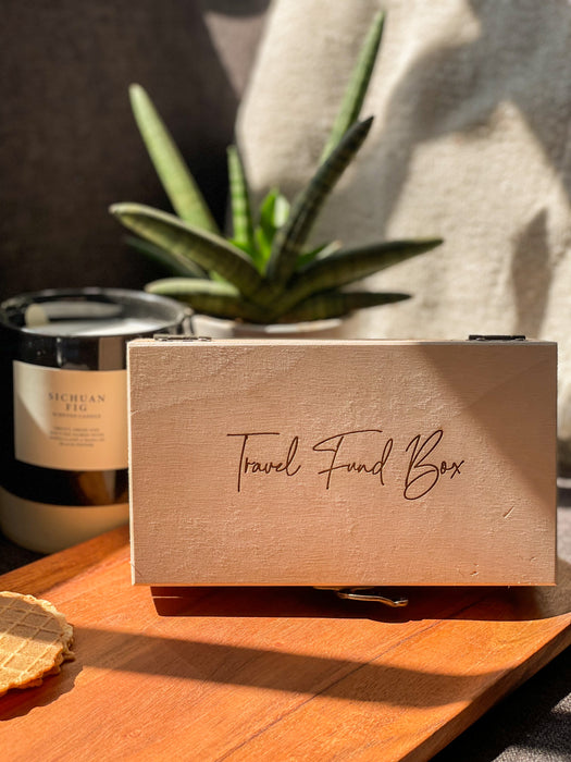 Custom-Made Wooden Travel Fund Box