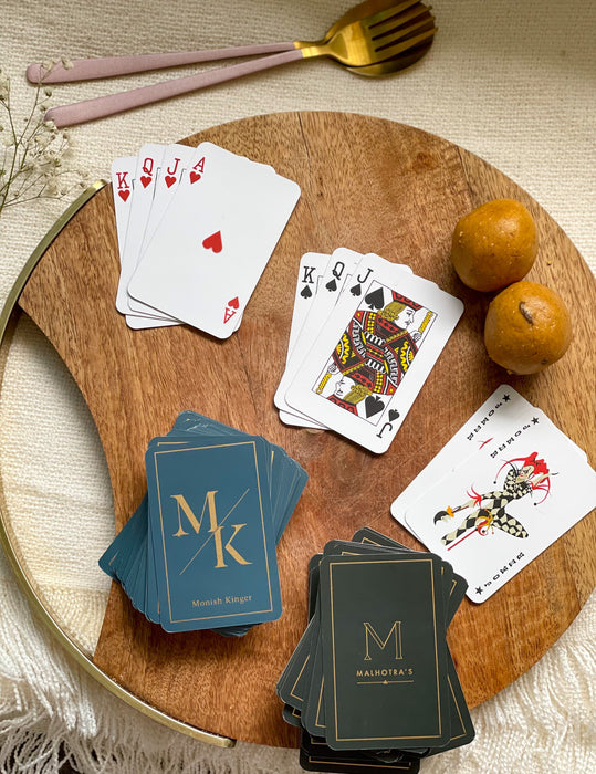Personalized - Gold Printed Playing Cards - Matte Finish - Monogram - Black