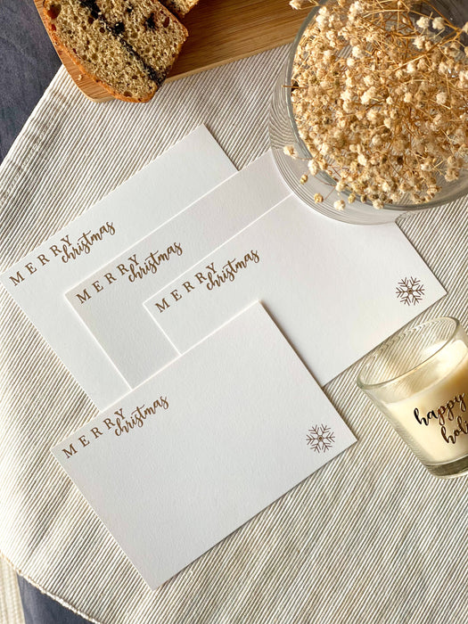Gold Printed Festive Notecards - Merry Christmas