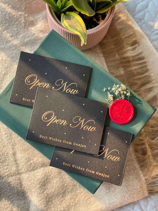 Personalized Envelopes - Matte Black - Open Now - Set of 9