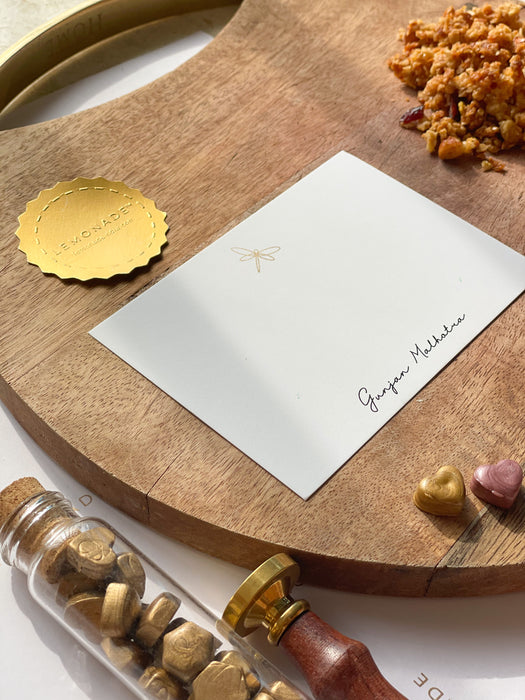 Personalized - Gold Printed Notecards - Dragonfly