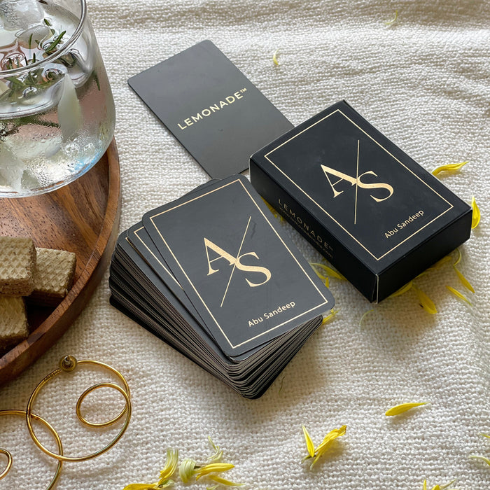 Personalized - Gold Printed Playing Cards - Matte Finish - Initials - Black