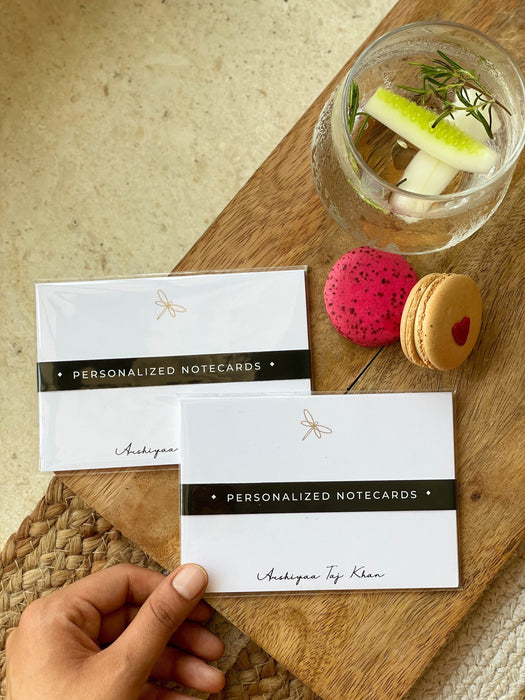 Personalized - Gold Printed Notecards - Dragonfly