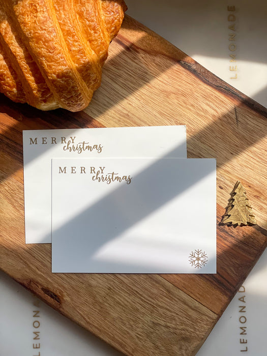 Pre Design - Gold Printed Festive Notecards - Merry Christmas