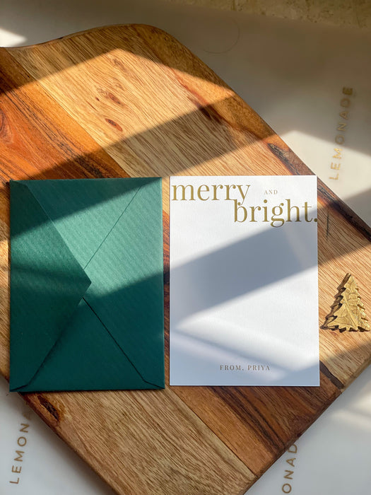 Personalized - Notecards Set - Merry and Bright with Assorted Envelope - Set of 9