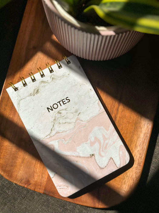 Hardbound Spiral Notepad - Notes - Pink Marble