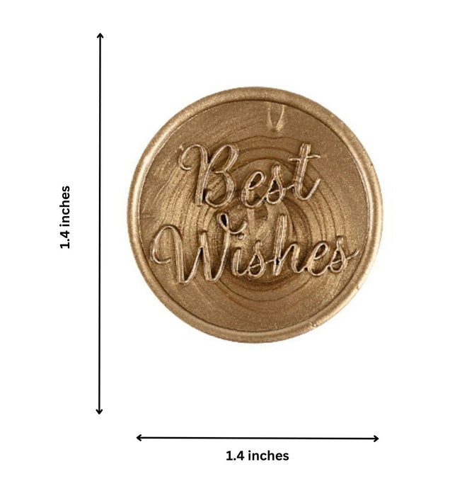 Custom-Made Self Adhesive Wax Buttons - Best Wishes - Gold