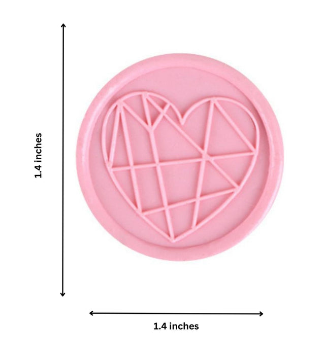 Pre Design - Self Adhesive Wax Buttons - Geometric Heart - Pink