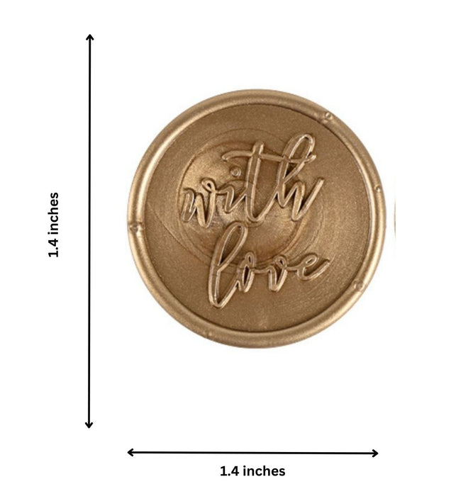 Pre Design - Self Adhesive Wax Buttons - With Love - Gold - 1.4 Inch