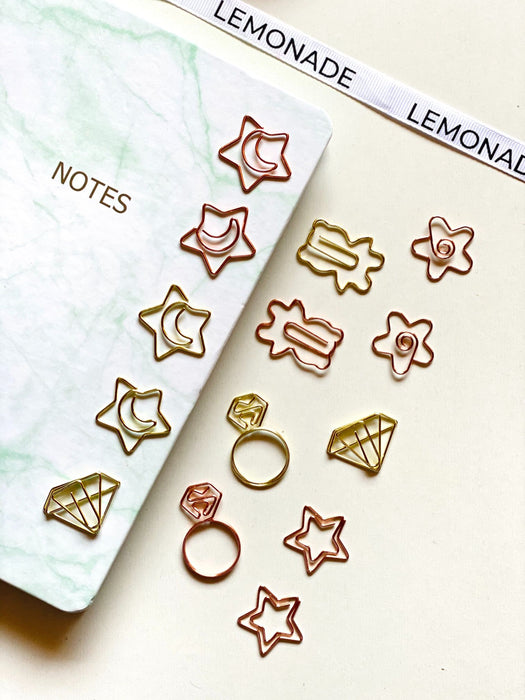 Paper Clips / Bookmark Set of 6 - Diamond Ring - Gold-Description: A stunning set of 6 paperclips from Lemonade that can also be used as Bookmarks. Declutter your office space in a stylish way! Dimensions: H - 1.5 Inches Sold as a set of 6.-Default Tittle-LemonadeIndia
