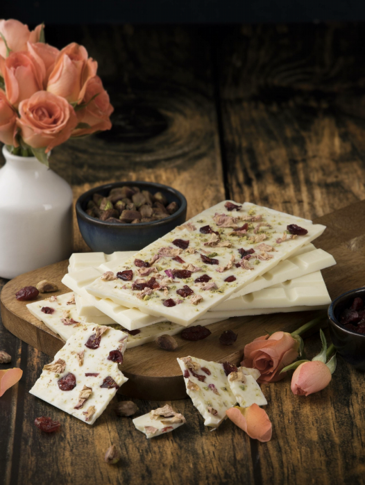 Artisan Bars - Pistachio White Chocolate with Cranberry & Rose Petals