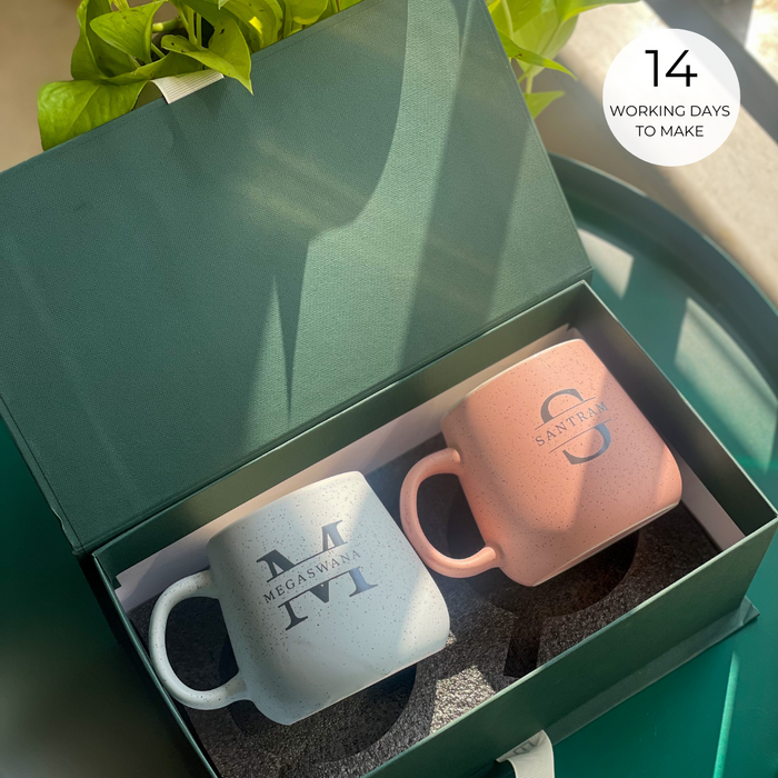 Personalized - Pastel Ceramic Coffee Mug Hamper - Initial