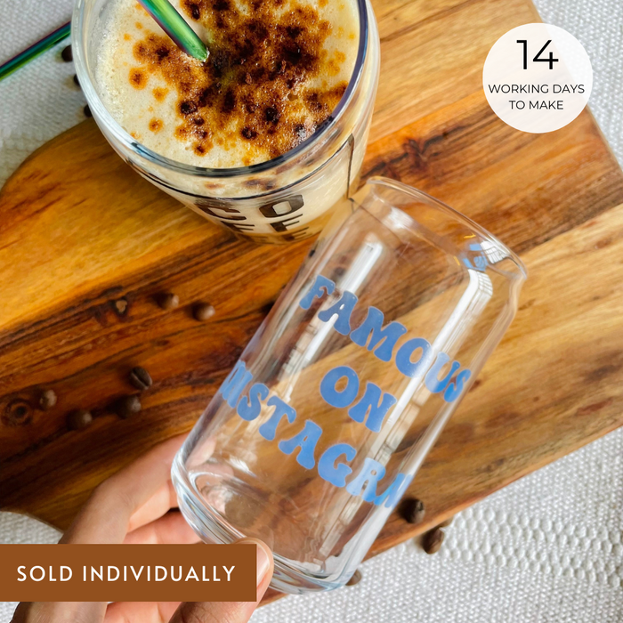 Personalized Can Glass + Holographic Straw - Grande - Blue