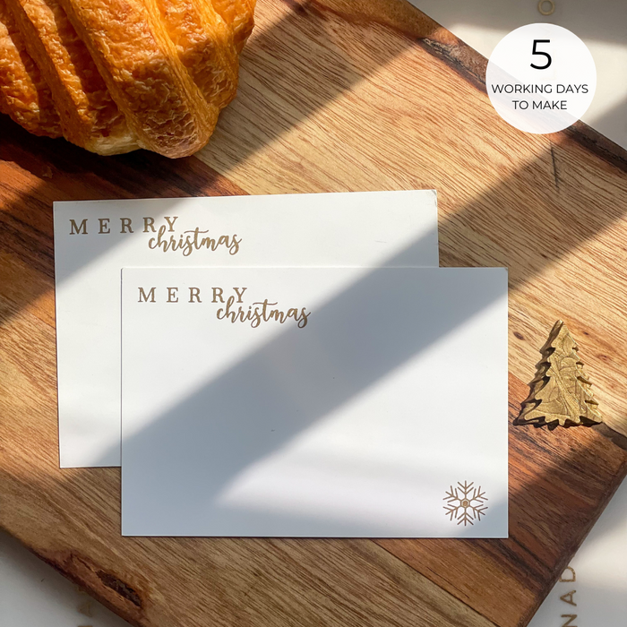 Pre Design - Gold Printed Festive Notecards - Merry Christmas