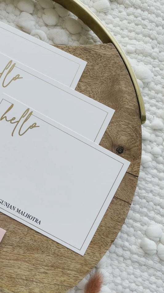 Personalized - Gold Printed Notecards - Hello